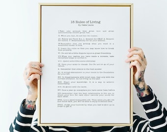 18 rules of living by Dalai Lama - Print/poster