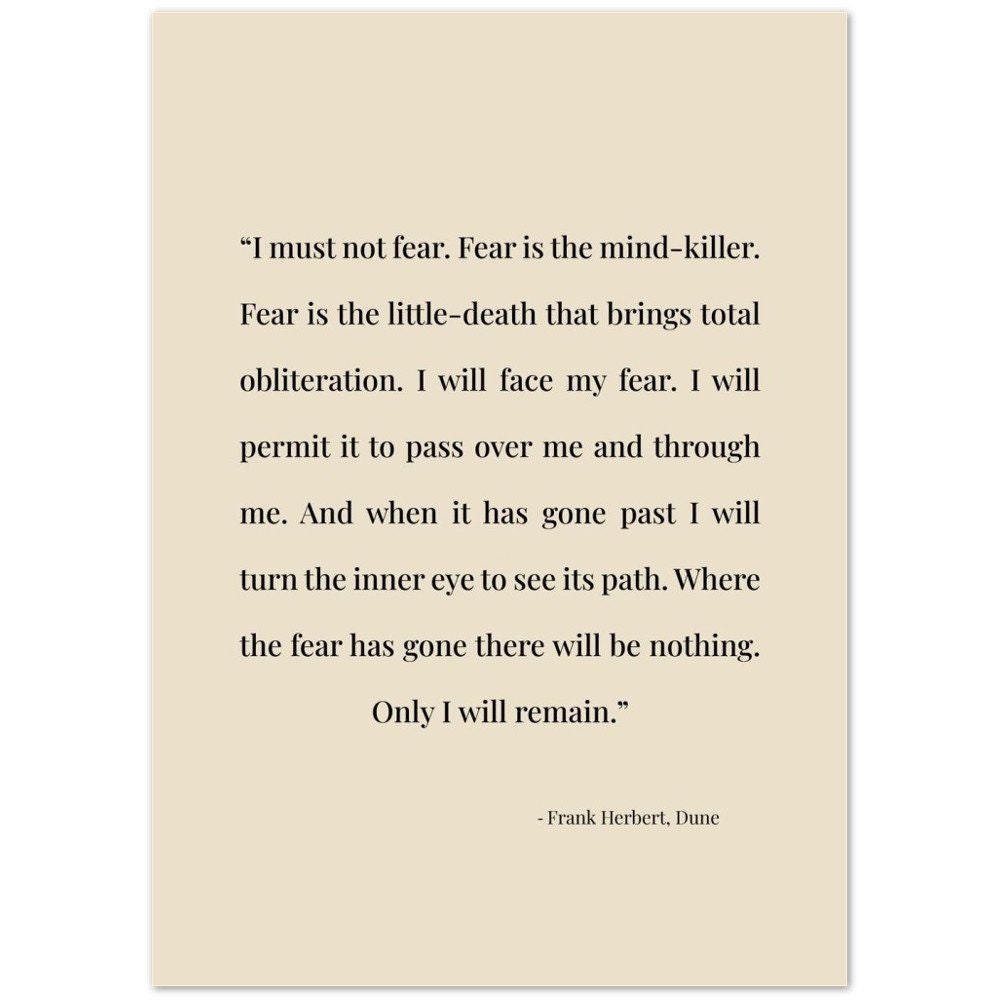 Frank Herbert, Dune Fear Quote Poster Etsy