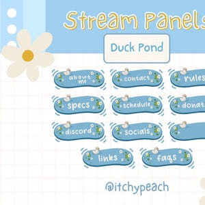 11 Duck Pond Twitch Stream Panels / Cute / Nature / Kawaii / Drawing / Stream Graphics / Aesthetic / Streamer