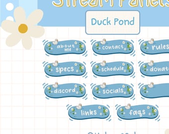 Duck Pond Twitch Stream-panelen, schattige natuurafbeeldingen (digitale download)
