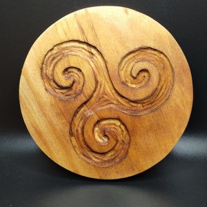 Hand Chiseled Triskelion Spiral Altar Tile, witch&#39;s altar, sacred space, triple spiral, spiral of life