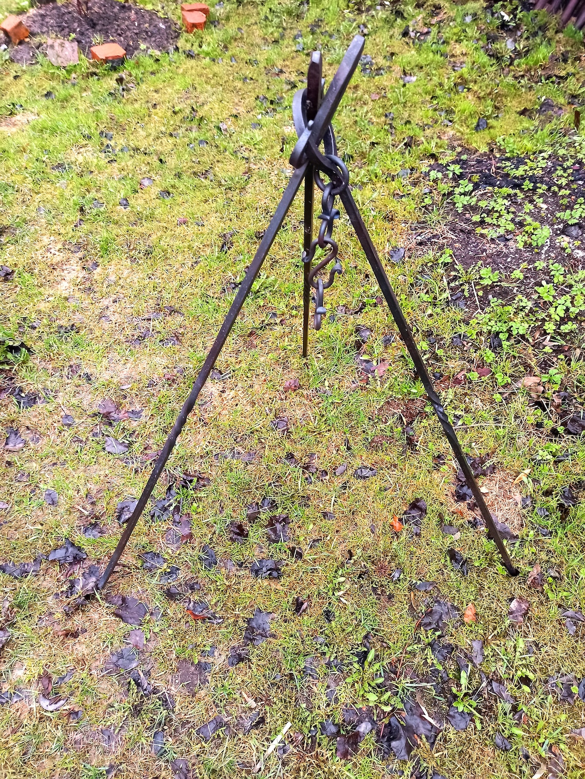 campfire tripod Outdoor cooking Iron pot stand Fire pit Etsy