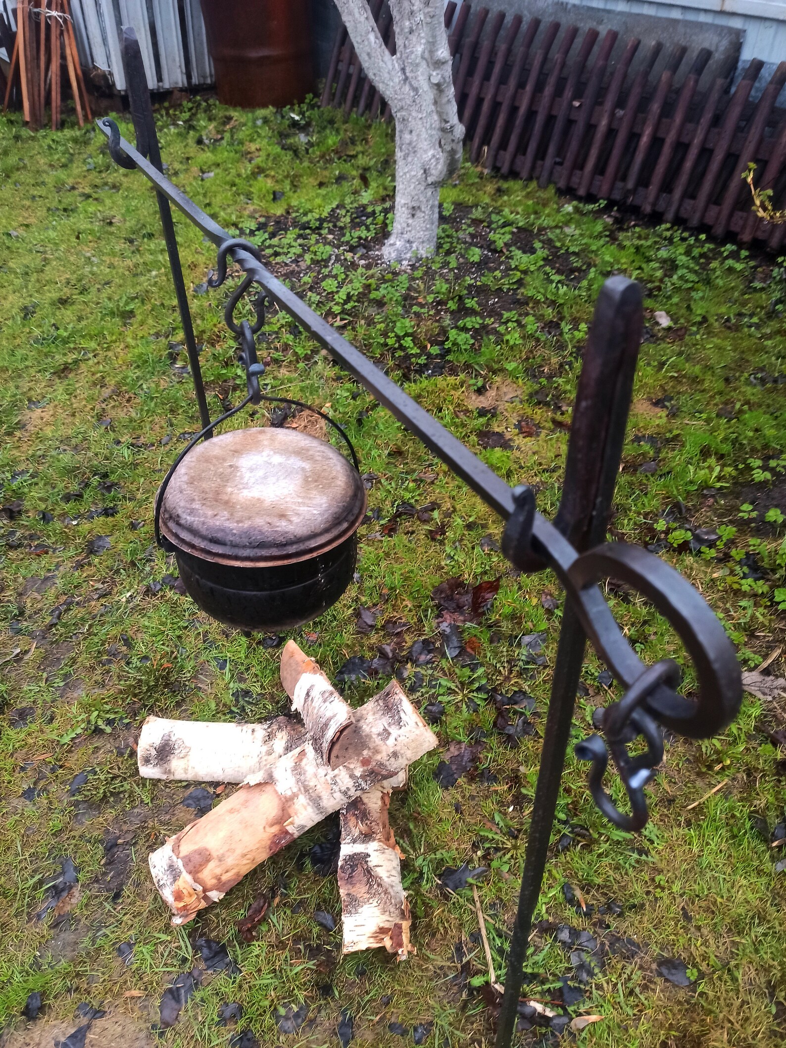 campfire tripod Outdoor cooking Iron pot stand Fire pit Etsy