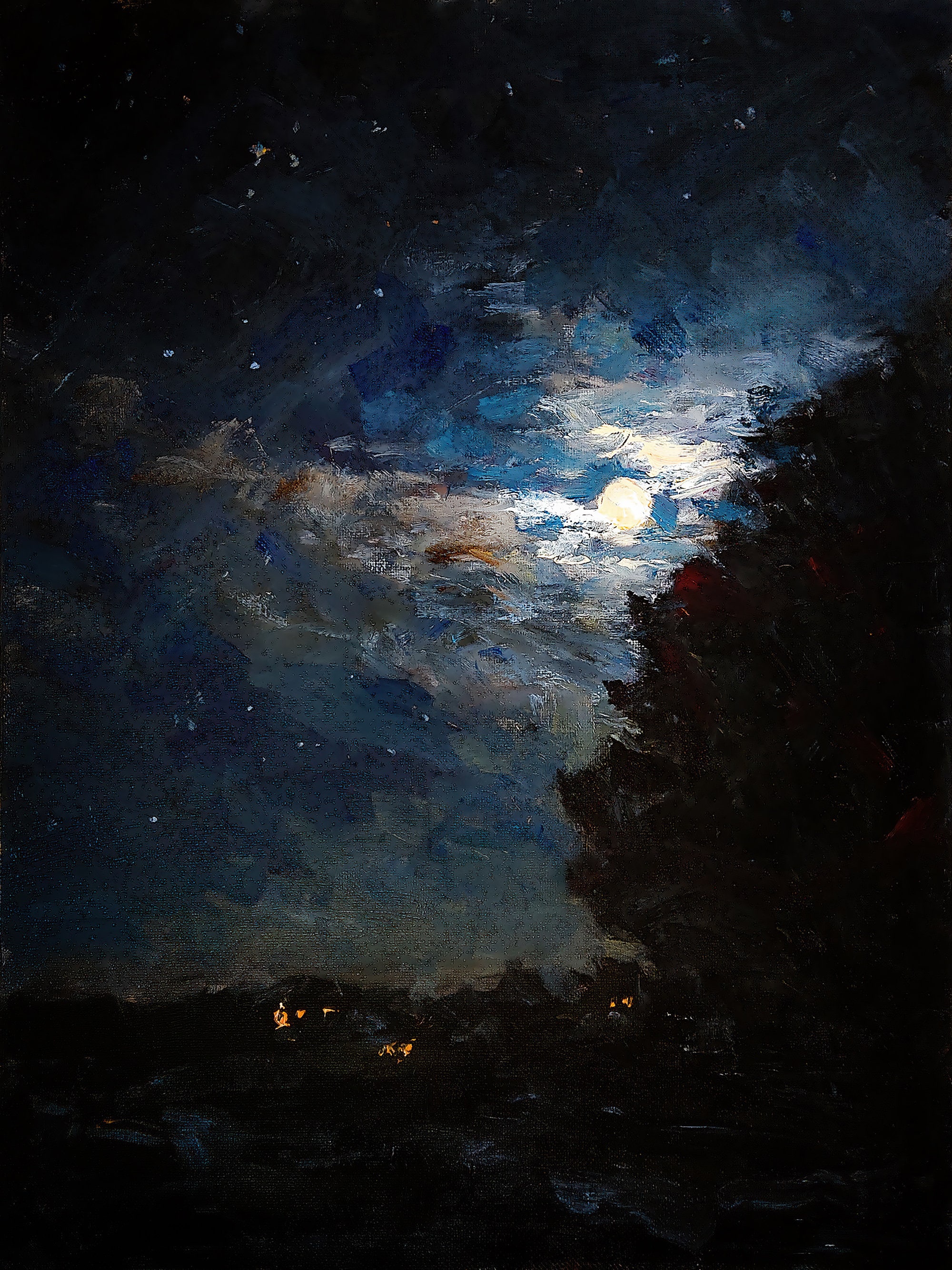 Moonlight, Contemporary Impressionism, Downloadable Original Oil