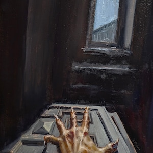 Let Me Out, Original Handmade Oil Painting On Board, Impressionism, Wall Decor, Romantic