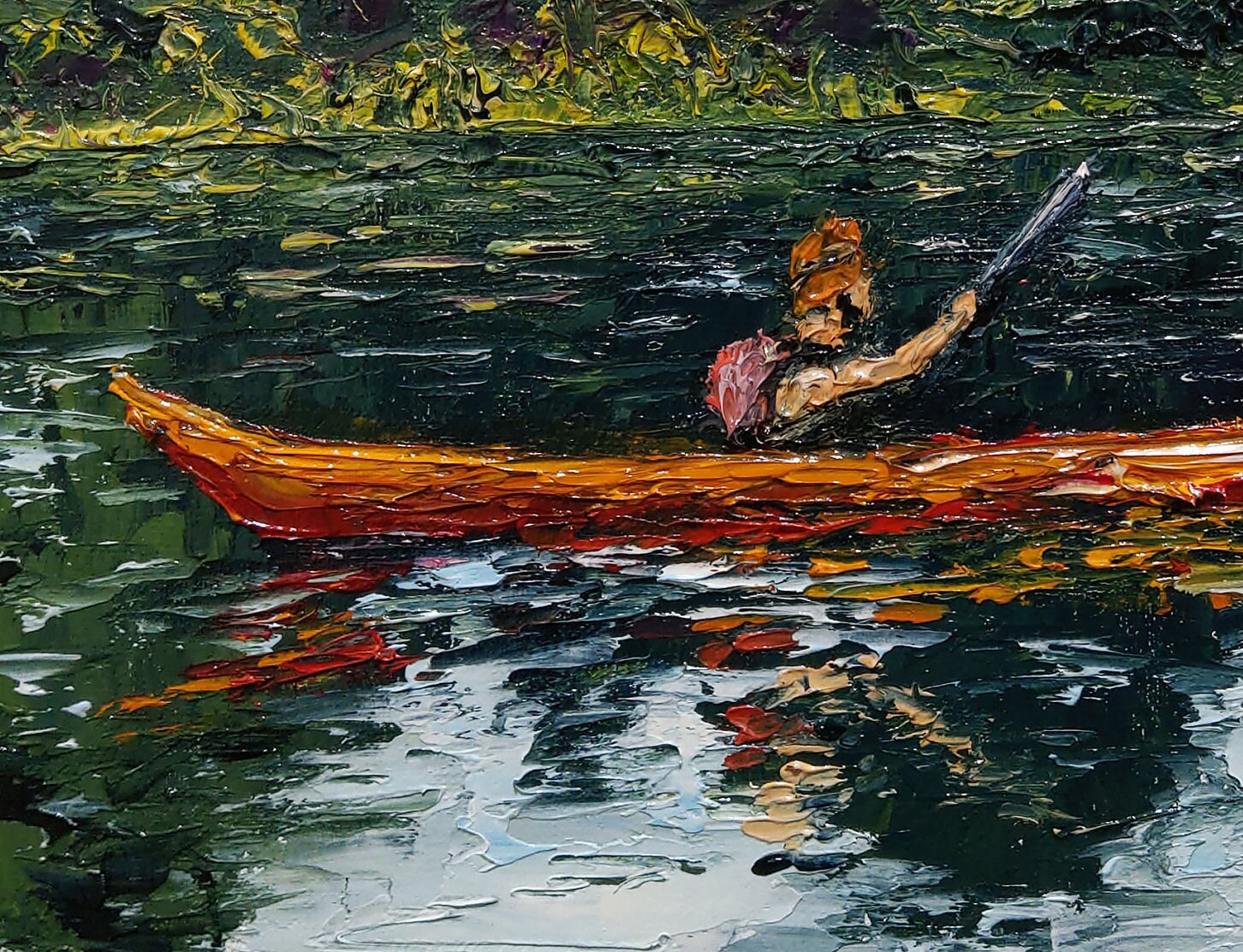 Kayaking Canoe River. Oil On Canvas Cardboard. Original Etsy