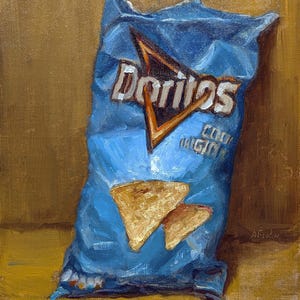 Doritos, Oil painting 24x30 cm, Original Handmade Oil Painting On Board, Impressionism, Wall Decor