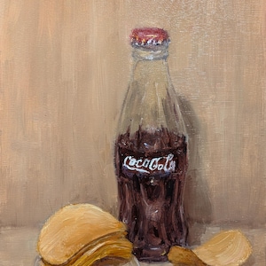 Cola, Oil painting 9x11 inches, Original Handmade Oil Painting On Board, Impressionism, Wall Decor