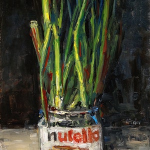 Nutella, Original Handmade Oil Painting On Board, Impressionism, Wall Decor