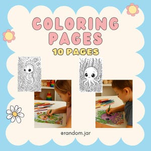 10 Coloring Pages Ocean Theme | Coloring Sheets | Coloring Book | for kids | Instant Download