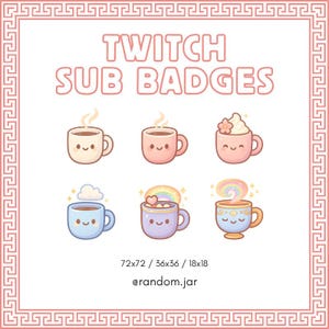 Coffee Mug Sub Twitch Badges | Stream Sub & Bit Badges | Subscriber Badges | Discord | Instant Download