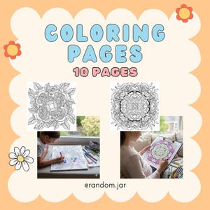 10 Coloring Pages Mandala Theme | Coloring Sheets | Coloring Book | for kids | Instant Download