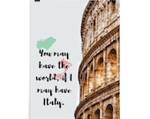 Italy Rome Colosseum Art Photography Quote Instant Download Digital Poster