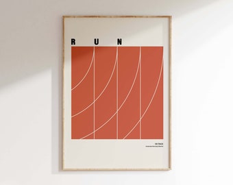 Laufender Druck • Laufendes Poster • Leichtathletik • Sportdruck • Wandkunst • Zeitgenössisch • Abstrakt • Minimalistisches Sport Illustrations Poster