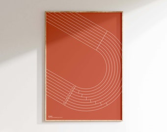 Laufender Druck • Laufendes Poster • Leichtathletik • Sportdruck • Wandkunst • Zeitgenössisch • Abstrakt • Minimalistisches Sport Illustrations Poster