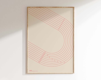 Laufender Druck • Laufendes Poster • Leichtathletik • Sportdruck • Wandkunst • Zeitgenössisch • Abstrakt • Minimalistisches Sport Illustrations Poster
