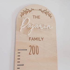 Wooden Vine Family Height Chart Growth Chart Surname Height Ruler image 1