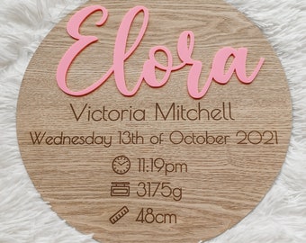 Commemorative Birth Plaque | Custom Birth Announcement | Wooden Name plaque | Baby Announcement | Birth Details Sign | Birth Stats