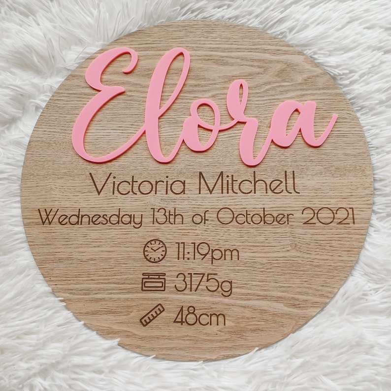 Commemorative Birth Plaque | Custom Birth Announcement | Wooden Name ...