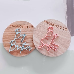 Pregnancy Announcement disk | 10cm | Promoted to Big Brother Plaque | Promoted to Big Sister Sign