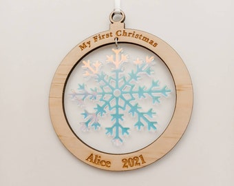 Personalised Baby's First Christmas Ornament | Snow Flake Ornament