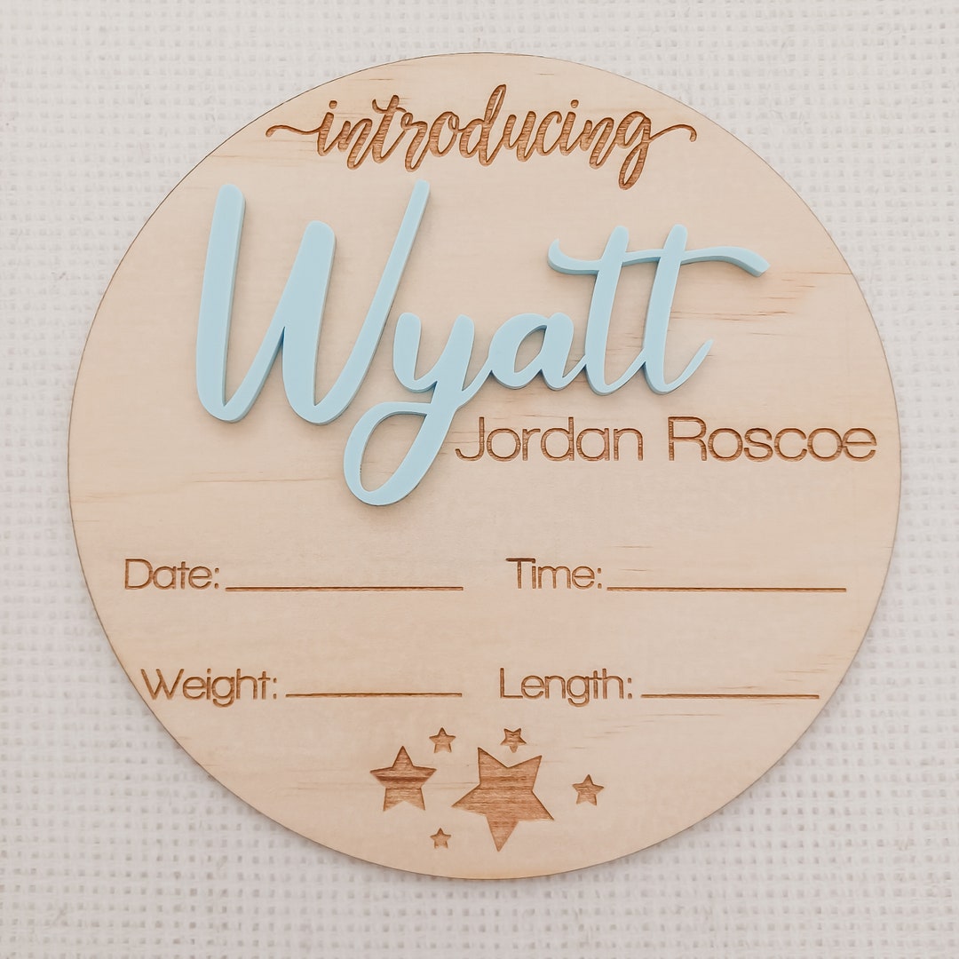 Personalised Birth Announcement | Wooden Name Plaque | Baby ...