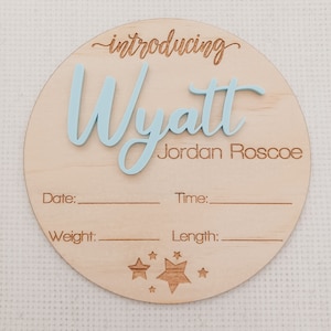 Personalised Birth Announcement | Wooden Name plaque | Baby Announcement | Introducing baby | Birth Details  | Birth Stats