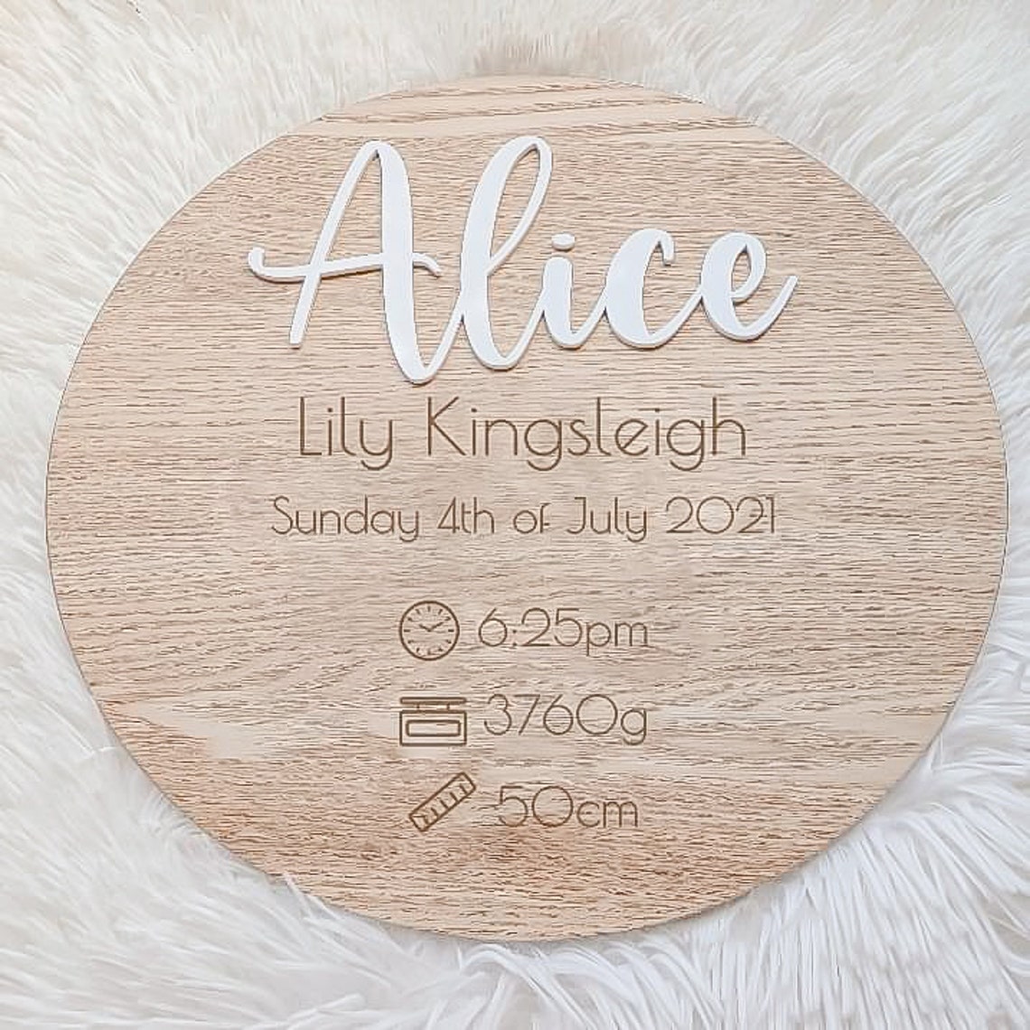 Commemorative Birth Plaque | Custom Birth Announcement | Wooden Name ...