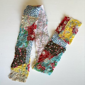 24&quot; x 3&quot; Crazy quilt style snippet roll great for Junk Journals, Scrapbooking, Altered Books, Fabric Collage, Quilt and Craft Supplies