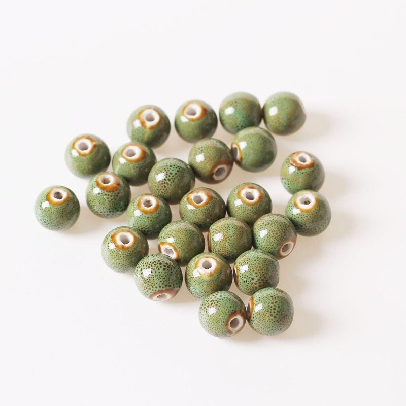 10Pc 15mm Loose Ceramic Beads For Jewelry Making, Round Macrame Beads Large  Hole