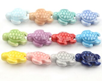 15x18mm Ceramic Turtle Beads | Choice of Colour | 10pcs