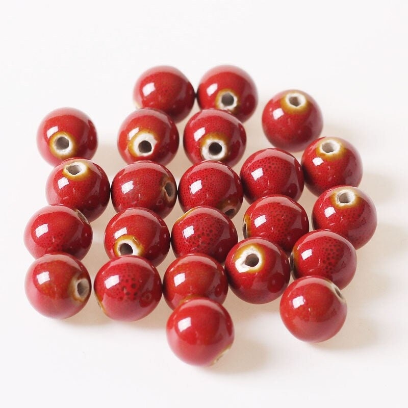 10Pc 15mm Loose Ceramic Beads For Jewelry Making, Round Macrame Beads Large  Hole