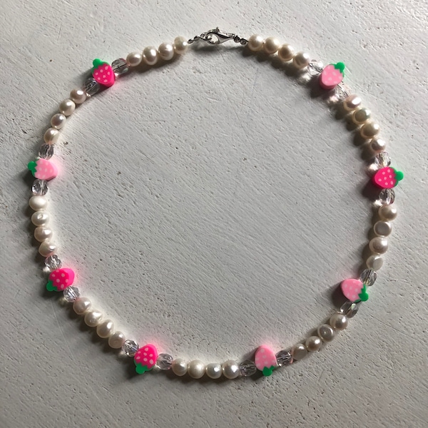 Sweet Strawberry freshwater pearl necklace