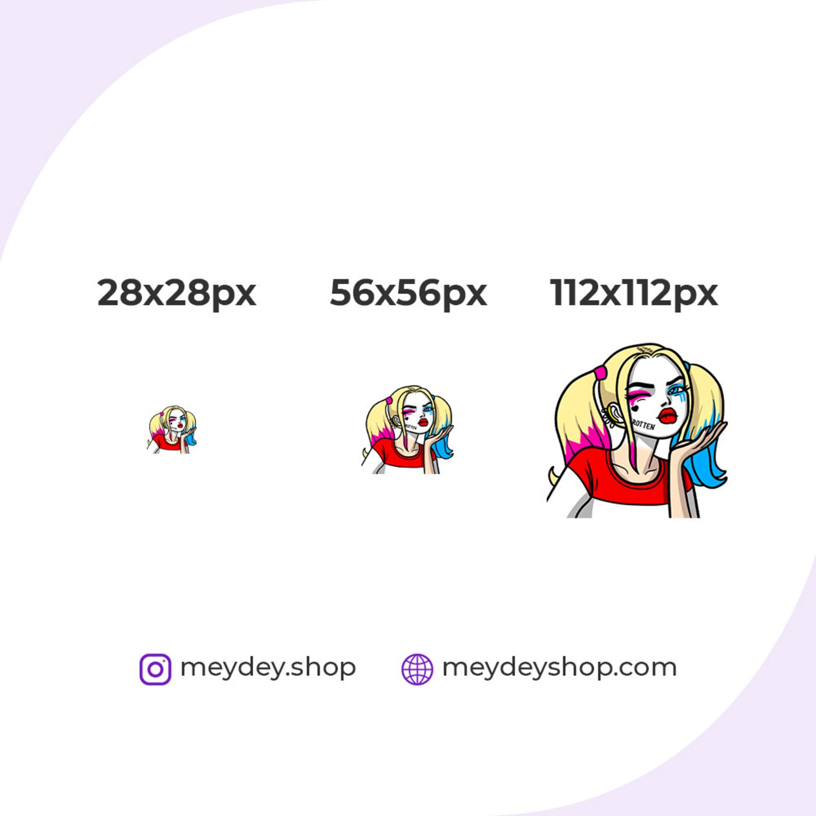 Harley Quinn Kiss Emote / Twitch / Discord / Streaming / Etsy
