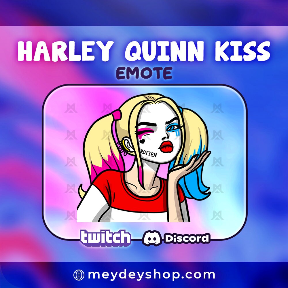 Harley Quinn Kiss Emote / Twitch / Discord / Streaming / Etsy