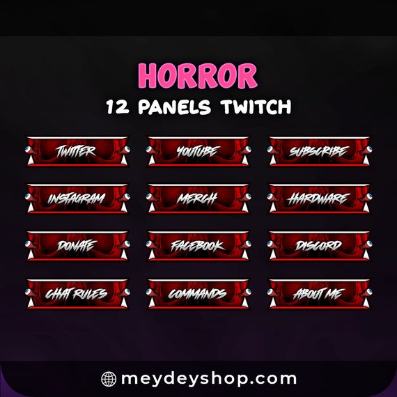 Horror 12 Panels Twitch Streaming Streamer Stream | Etsy