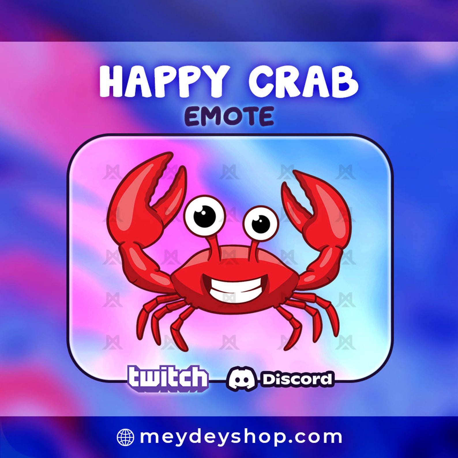 Happy Crab Emote Twitch Stream Streamer Streaming Etsy