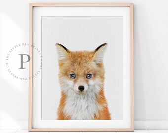Baby Fox Print, Woodland Animal Nursery Art, Baby Animal Wall Art, Fox Wall Art Print, Woodland Nursery, Printable Digital Download