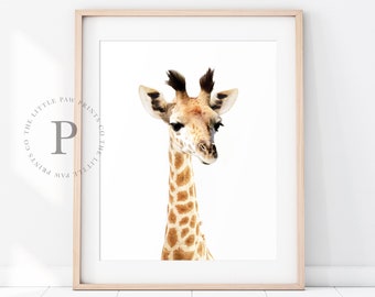 Giraffe Print, Safari Nursery Animal, Printable Wall Art, African Jungle Decor, Baby Animal Poster,  Safari Animal Nursery Wall Art