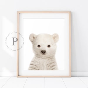 Baby Polar Bear Print, Baby Animal Nursery Art, Animal Nursery Decor, Bear Cub, Animal Wall Art, Nursery Decor, Baby Room Decor