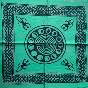 Green Moon Phase Altar Cloth