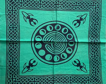 Green Moon Phase Altar Cloth