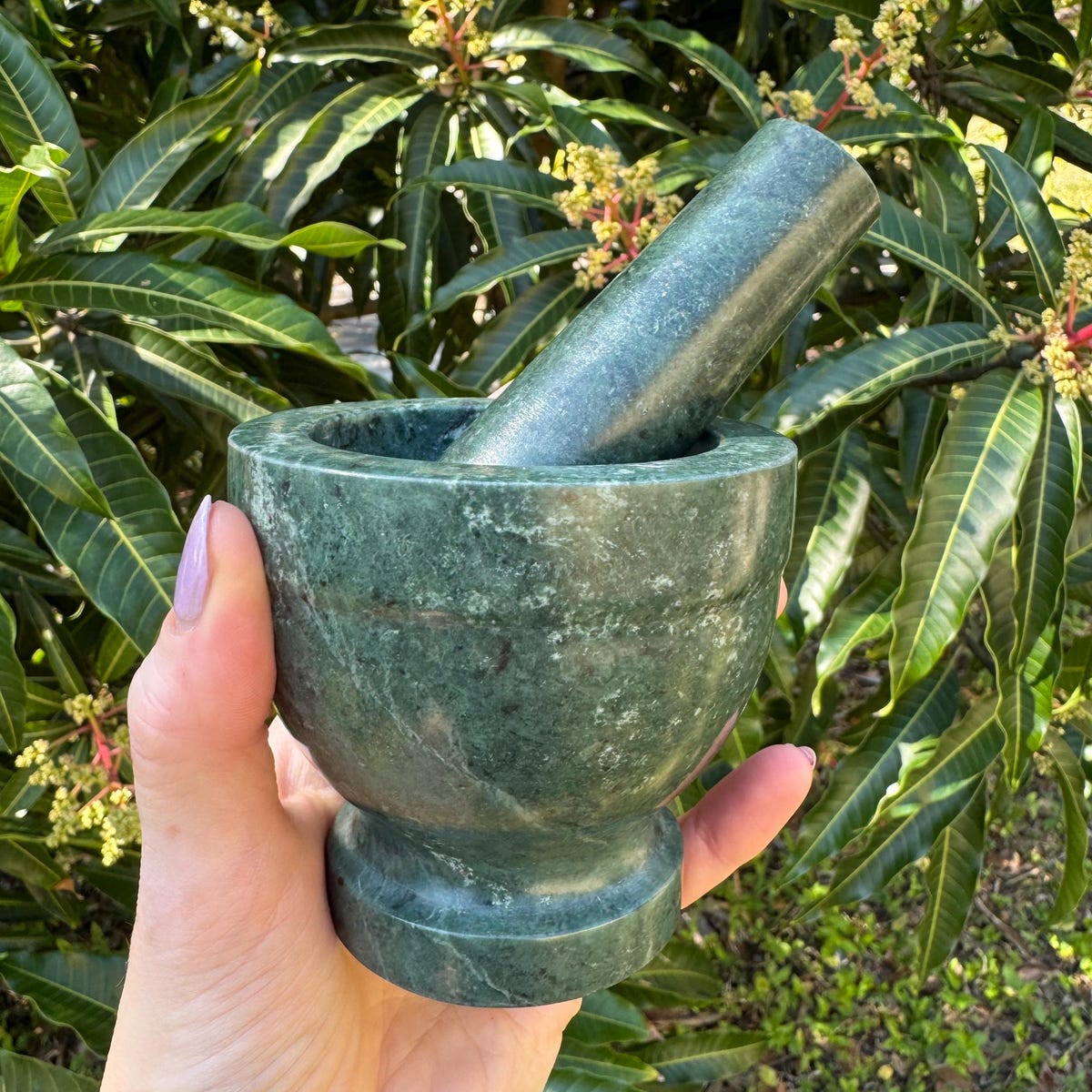 Green Marble Mortar & Pestle W/ White Sage - Etsy