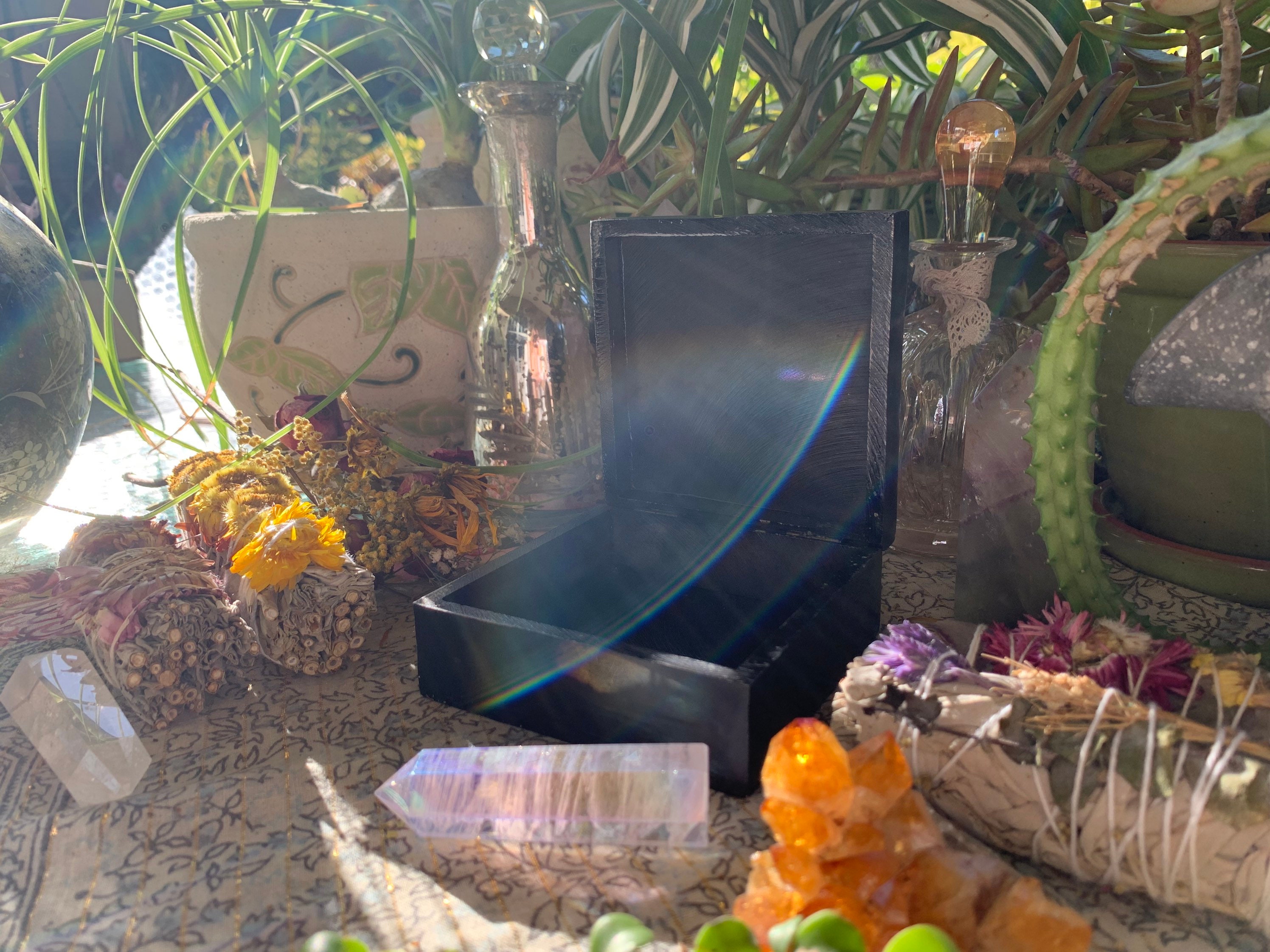 Black Soapstone Chakra Spell Box Etsy