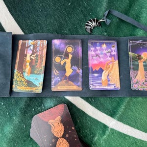 Pocket Tarot Deck w/velvet wrap bag and Moon crystal