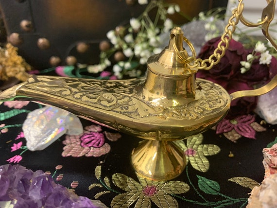 Brass Aladdin Oil Lamp 4  Incense Burner Home Decor Handicraft Christmas  Gift 
