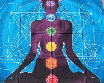 Seven Chakra Sacred Geometry Tapestry
