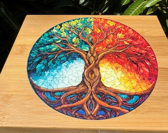 Large Wooden Stash Box with Celtic Tree of life Design