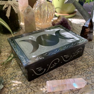 Triple Moon Soapstone Tarot Box