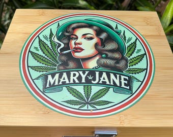 Large Wooden Stash Box with 60s Design